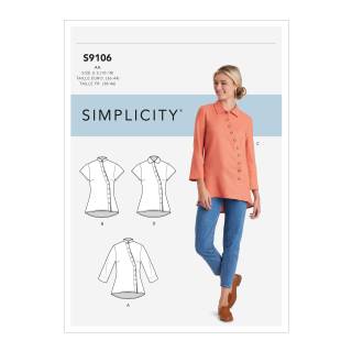 Simplicity Schnittmuster Damen Bluse mit asymmetrischer Knopfleiste #9106.BB Gr. 46-54