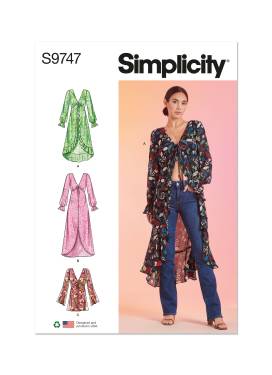 Simplicity Schnittmuster Damen Cardigans mit Schleife und V-Ausschnitt #9747.K5 Gr. 34-42