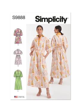 Simplicity Schnittmuster Damen Hemdblusenkleider Maxi #9888.H5 Gr. 32-40