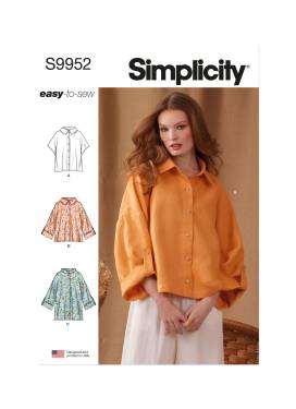 Simplicity Schnittmuster Damen Hemdblusen Langarm Kurzarm #9952.A Gr. 34-52