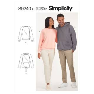 Simplicity Schnittmuster Damen Herren Kapuzenpullover #9240.A Gr. XS-XL