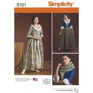 Simplicity Schnittmuster Damen historisches Kleid #8161.R5 Gr. 40-48