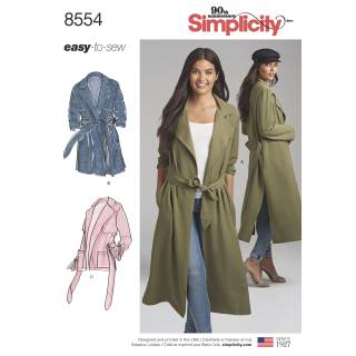 Simplicity Schnittmuster Damen Jacke mit Bindeband #8554.H5 Gr. 16-20