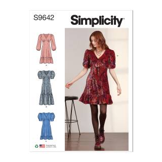 Simplicity Schnittmuster Damen Kleider mit V-Ausschnitt #9642.D5 Gr. 30-38