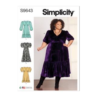 Simplicity Schnittmuster Damen Kleider mit V-Ausschnitt #9643.W3 Gr. 56-64