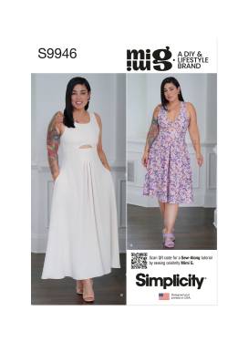 Simplicity Schnittmuster Damen Maxi Midikleid mit Cut-Outs A-Linie #9946.K5 Gr. 34-42