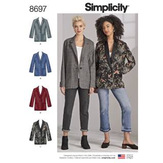 Simplicity Schnittmuster Damen Oversize Blazer #8697.AA Gr. 36-44