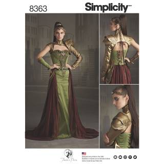 Simplicity Schnittmuster Damen Ranger-Fantasiekostüm mit Rüstung und Krone #8363.R5 Gr. 40-48