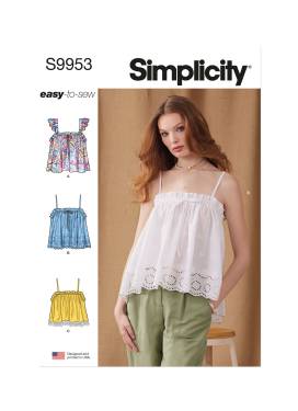Simplicity Schnittmuster Damen Rüschentops #9953.D5 Gr. 30-38