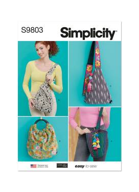 Simplicity Schnittmuster Damen Schnitmuster Beuteltaschen/Umhängetaschen im Indiestil #9803.OS