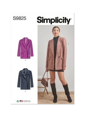 Simplicity Schnittmuster Damen zweireihiger Blazer mit Schulterpolstern #9825.K5 Gr. 34-42