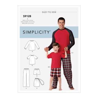 Simplicity Schnittmuster Kinder Männer und Jungen Schlafanzüge #9128.A