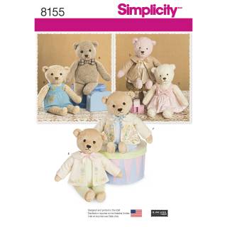 Simplicity Pattern 8155 Stuffed Bears with Clothes | SIMPLICTY | 8155