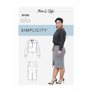 Simplicity Schnittmuster-Set Damen gestricktes Shirt und Rock #9182.U5 Gr. 42-50