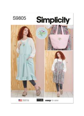 Simplicity Schnittmuster-Set Damen Kittelschürzen mit Rüschen + Shopper #9805.A Gr. 32-50