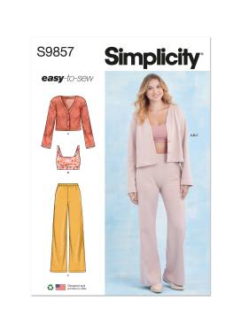 Simplicity Schnittmuster-Set Damen Loungewear Strickjacke, Bustier und Hose #9857.A Gr.32-52