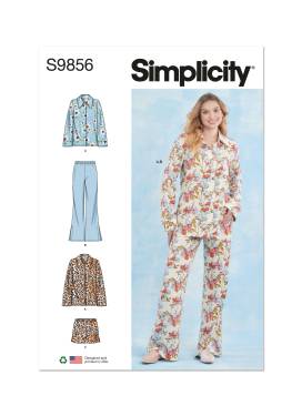 Simplicity Schnittmuster-Set Damen Pyjama mit Shorts und langer Hose #9856.A Gr.32-52