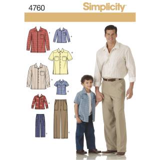 Simplicity Schnittmuster-Set Herren Jungen Hemden Hosen #4760.A Gr. 44-58/S-XL