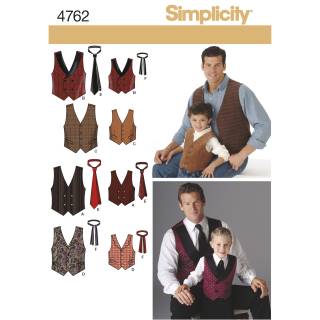 Simplicity Schnittmuster-Set Herren Jungen Krawatten Westen #4762.A Gr. 44-58/S-XL
