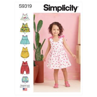 Simplicity Schnittmuster-Set Kinder Kleid Hosenanzug #9319.CAA Gr. 74-104