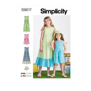 Simplicity Schnittmuster-Set Mädchen Kleid Hosenanzug Hut #9617.HH Gr. 98-116