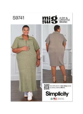 Simplicity Schnittmuster Strickkleid in Midi/Maxilänge #9741.W3 Gr. 56-64