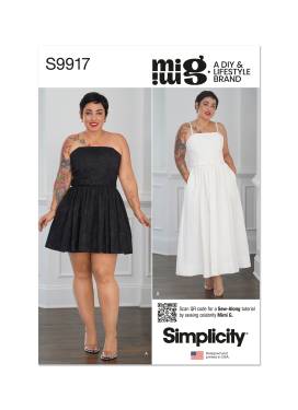 Simplicity Schnittmuster tailliertes Kleid mit seitlichen Taschen Mini/Maxi #9917.K5 Gr. 34-42