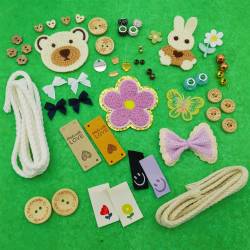 Assortment with tiddlywinks in neutral colors