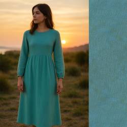 Wave Whisper (Jacquard Musselin) - ECO - Steel Blue