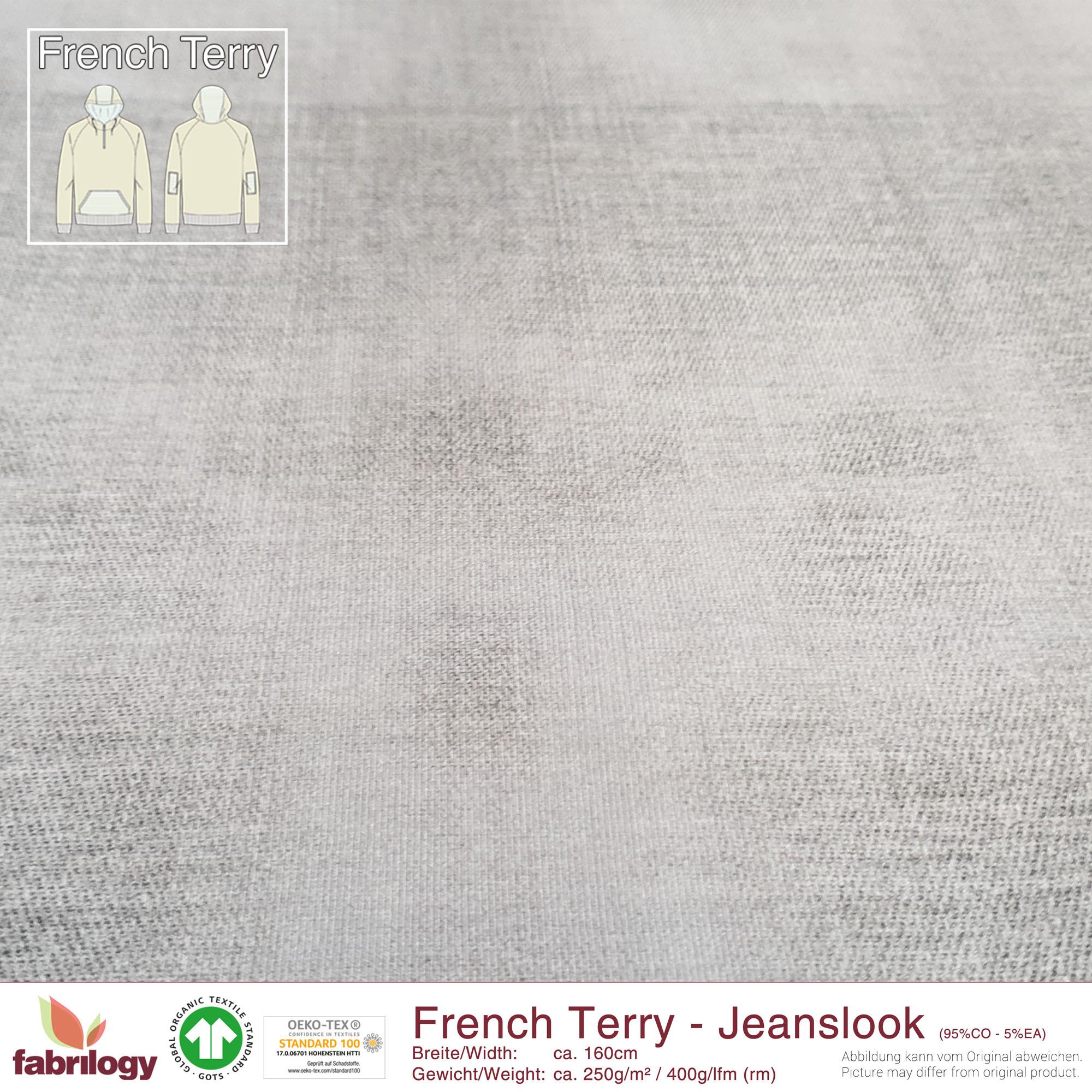 Jeanslook (French Terry) - GOTS cert. - stone-grey