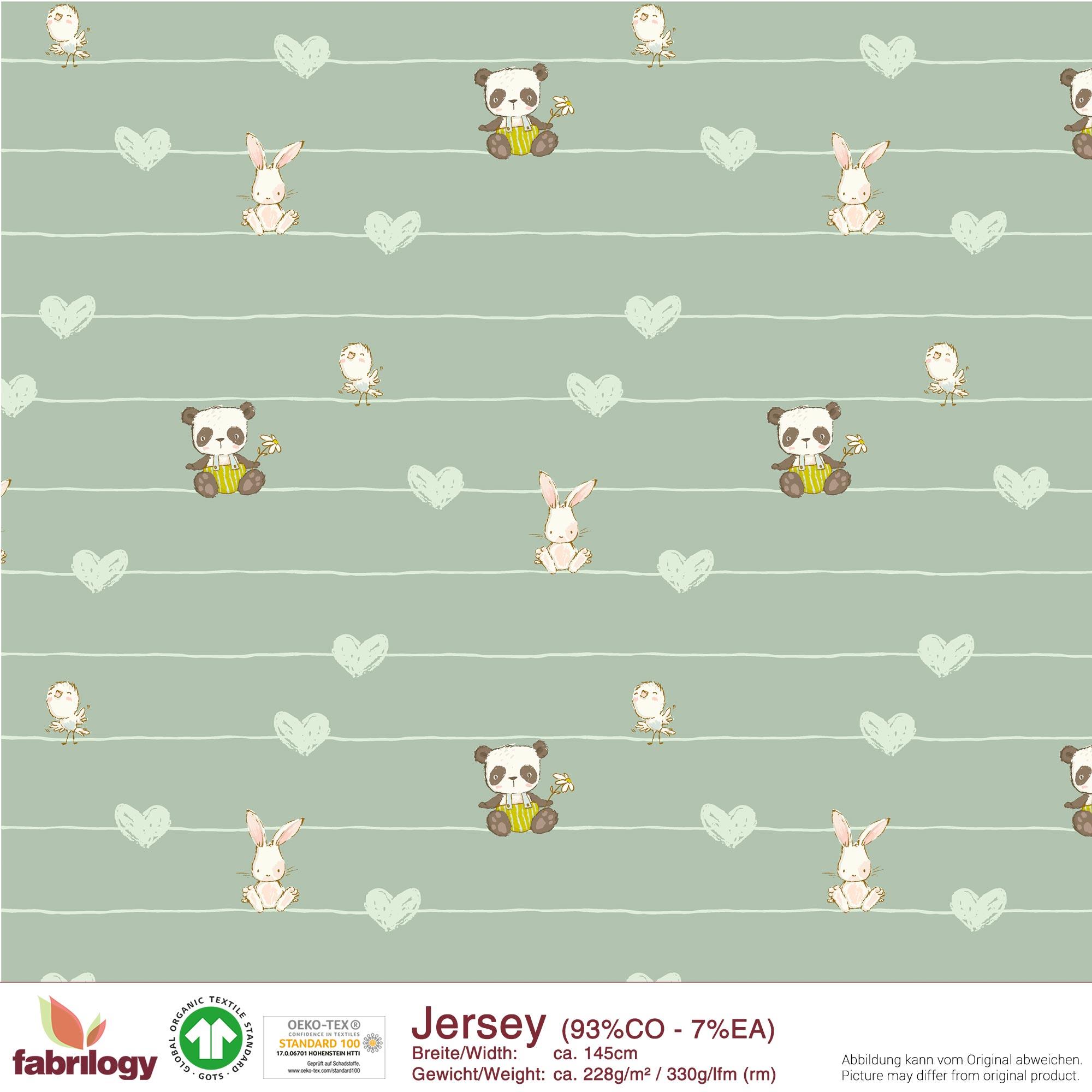 Stripe panda rabbit bird heart - GOTS 6.0