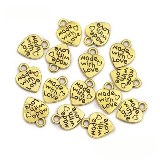 Anhänger | Herz | made with love | 13x10mm | gold