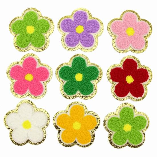 Aufnäher | Glitzer | Blume | 62 mm | verschiedene Farben