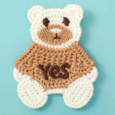 Patches | Embroidery | Bear | 50x62mm | ecru