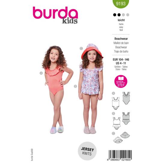 Swimsuit + Sun Hat | BURDA | Gr: 104-146 | Level: 2