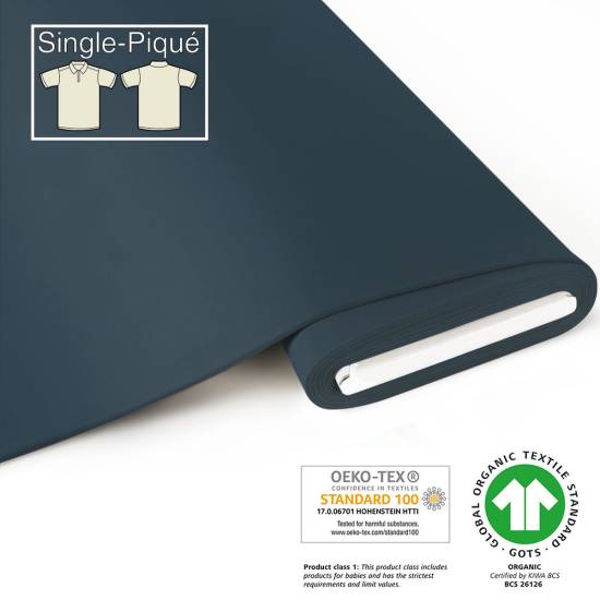 Organic Single-Piqué - GOTS - indigo