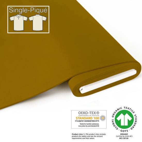 Organic Single-Piqué - GOTS - ochre