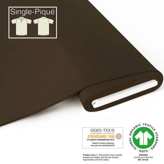 Organic Single-Piqué - GOTS - truffle