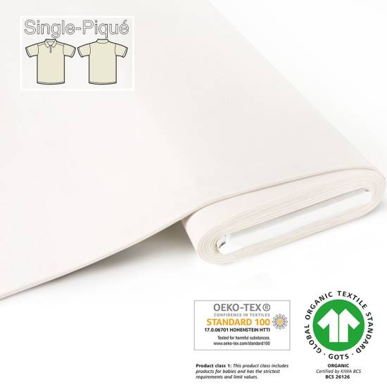 Organic Single-Piqué - GOTS - white