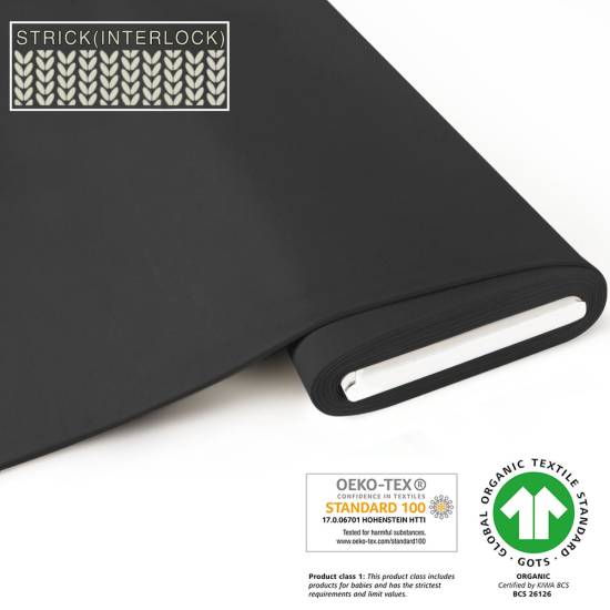 Bio Strick (Interlock) - GOTS - dunkelgrau
