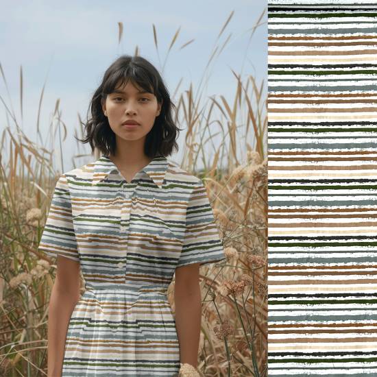 Brush Stripes (Popeline) - ECO - grün