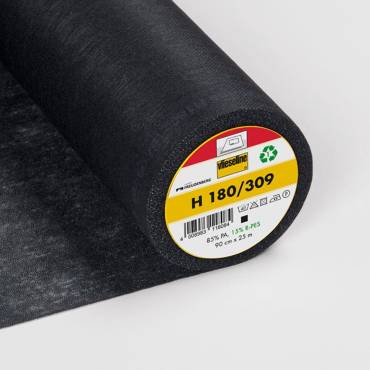 Fusible Interlining H 180, Vlieseline®, fixable, 90cm, black