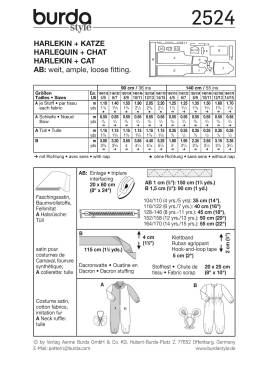 Harlequin + Cat | BURDA | Size: 104 - 170 | Level: 3