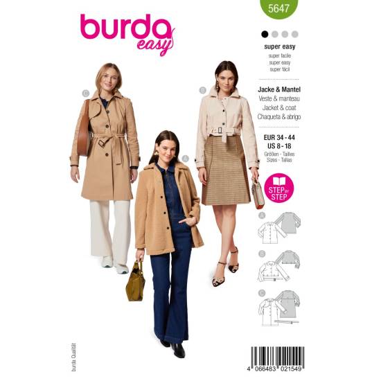 Jacket + Coat | BURDA | Gr: 34 - 44 | Level: 1 
