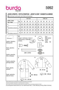 Jacket + coat – double-breasted buttoned | BURDA | Size: 34-44 | Level: 3