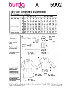 Jacket + coat – double-breasted buttoned | BURDA | Size: 34-44 | Level: 3