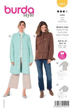 Jacket + coat with raglan sleeves and stand-up collar | BURDA | Size: 34-44 | Level: 3