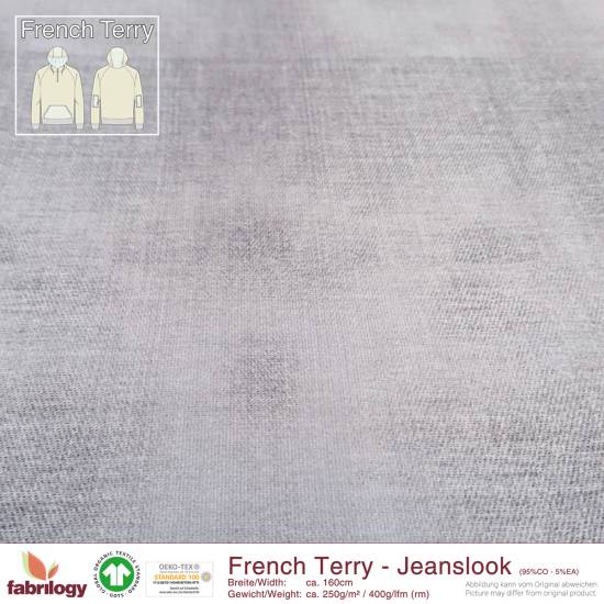 Jeanslook (French Terry) - GOTS - himmelblau