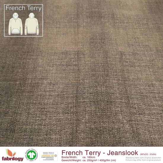 Jeanslook (French Terry) - GOTS - schwarz/grau