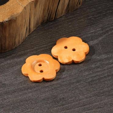 Buttons | flowers | wood | 25mm | orange